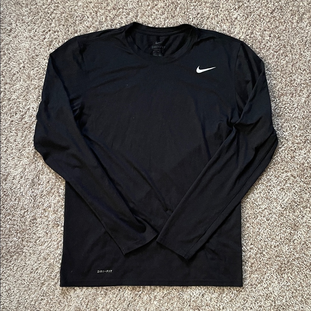 Nike Dri-fit Men's Black Long Sleeve Shirt Medium Tall